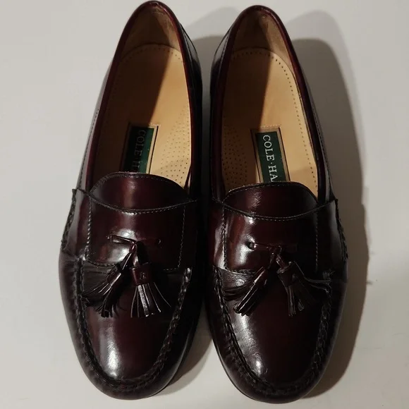 Cole Haan Burgandy Pinch Tassel Moc-Toe Loafers Size 10 - Picture 11 of 15